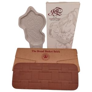 LONGABERGER Pottery Bread Basket Brick & Cookie Mold Bundle Angel 1996